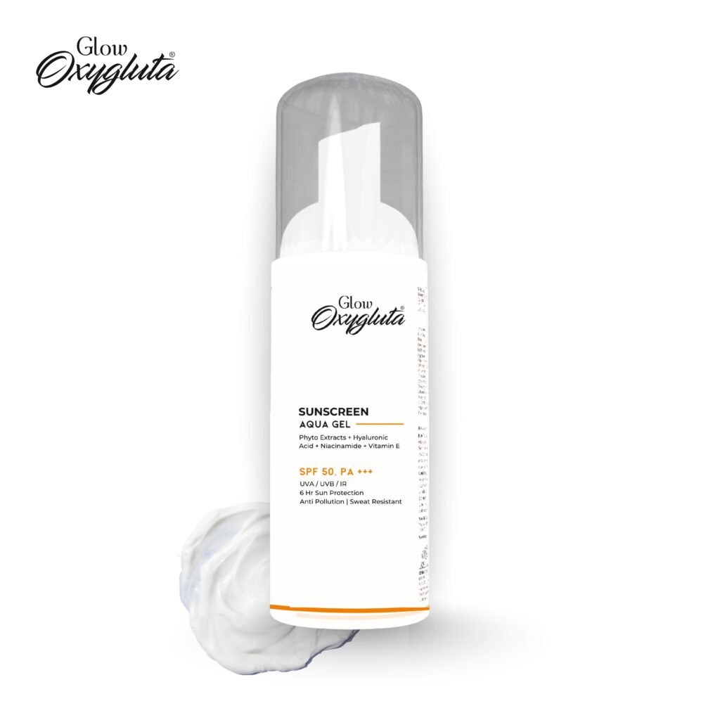 Glow Oxygluta Aqua Sunscreen Gel with SPF 50 +++ Best light weight sunscreen for skin